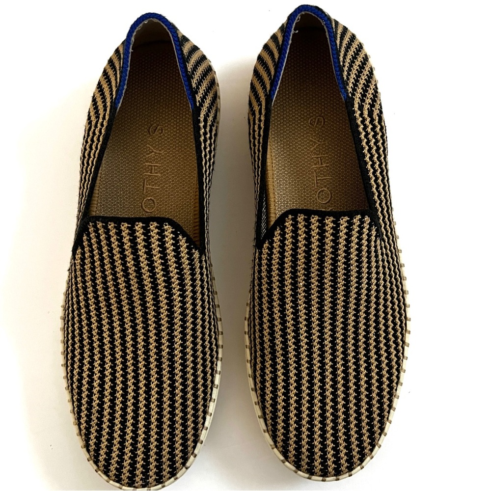 ROTHY’S Classic Slip-On Sneakers Knit Black Tan Striped 7.5 - Picture 9 of 9